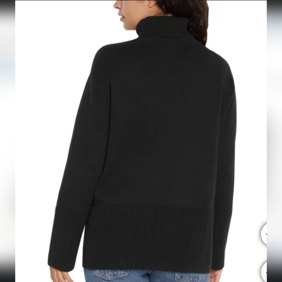 ❤️Gap Turtleneck Sweater Women's Small Black Split Hem Chunky Knit Ribbed … - Picture 3 of 15